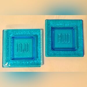 Beautiful FIJI Water 1.0L Blue Glass Coaster Set